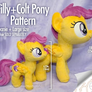 DIY Filly/Colt Pony - Plush Sewing Pattern - 2 Sizes Large(10in) + Beanie - INTERMEDIATE