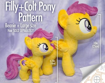 DIY Filly/Colt Pony - Plush Sewing Pattern - 2 Sizes Large(10in) + Beanie - INTERMEDIATE