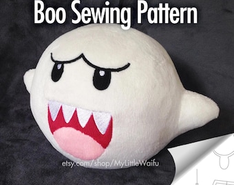 DIY Super Mario Boo Plush Sewing Pattern - 6in size - BEGINNER