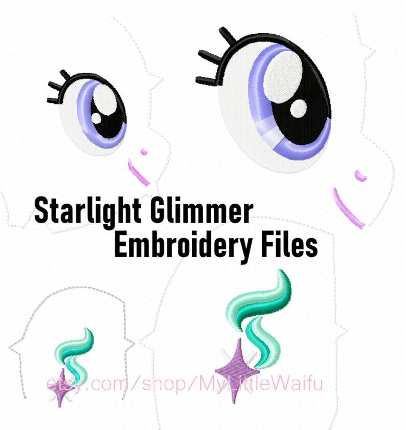 DIY Starlight Glimmer Eye y Cutie Mark Beanie y archivos grandes para máquina de bordar imagen 1