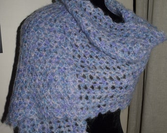 Knit Scarf, Knit Scarf Women, Blue Wrap, Blue Shawl, Wool Wrap