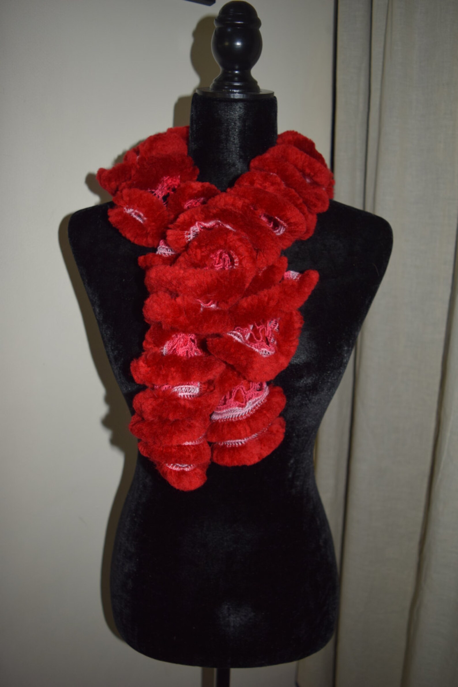 Knit Scarf Knit Scarf Women Fluffy Red Scarf Knit Scarf | Etsy