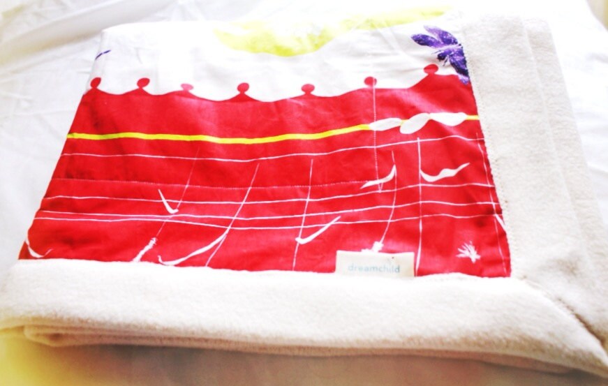 Organic Sherpa Cotton Baby Blanket Dream Child Waterlily Red Etsy