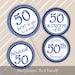 Printable 50th Birthday Cupcake Toppers - Fiftieth BD Party Blue ...
