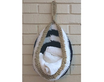 CROCHET PATTERN ONLY, Nautical Crocheted Hanging Basket, great for decor and home organization, large size