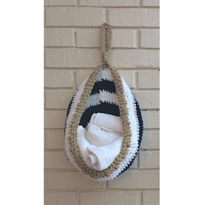 CROCHET PATTERN ONLY, Nautical Crocheted Hanging Basket, great for decor and home organization, large size