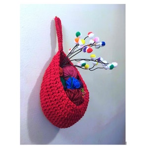 CROCHET PATTERN ONLY, Crocheted Hanging Basket, great for decor and home organization, medium size