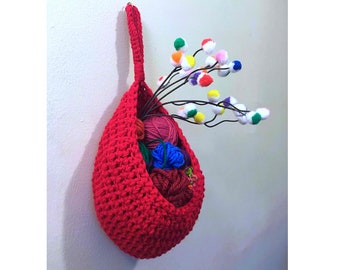 CROCHET PATTERN ONLY, Crocheted Hanging Basket, great for decor and home organization, medium size