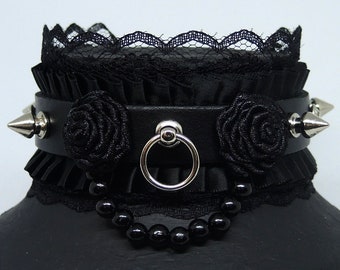 Gothic Lolita Collar Black Rose