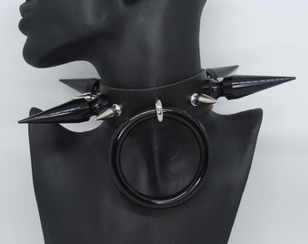 Collar with big ring blacksilver