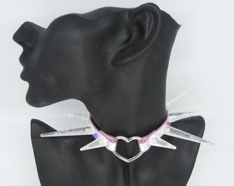 heart sparkle resin spikes collar