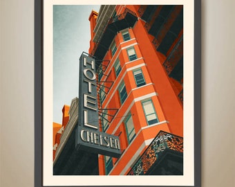 Chelsea Hotel. New York. Famous New York Hotel. Chelsea Girls. Leonard Cohen. New York poster.