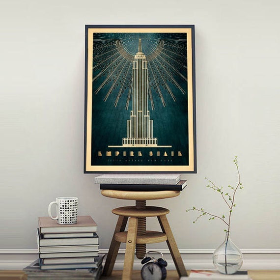 Empire State Building New York Fifth Avenue Art Deco Iconic Building Empire State Lobby Illustration