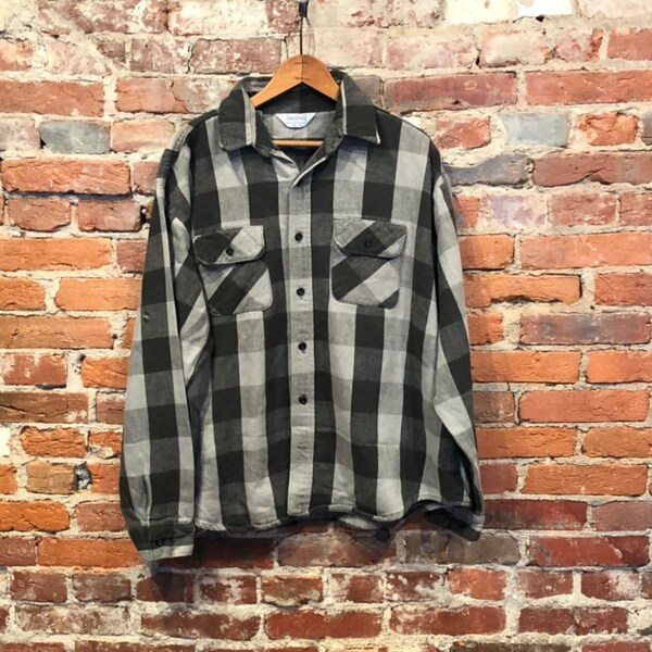 Vintage Five Brother Black and Grey Mid Weight Flannel Shirt Made in USA XXL
