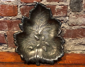 Vintage Silver Leaf Tray with Strawberries Candy Dish