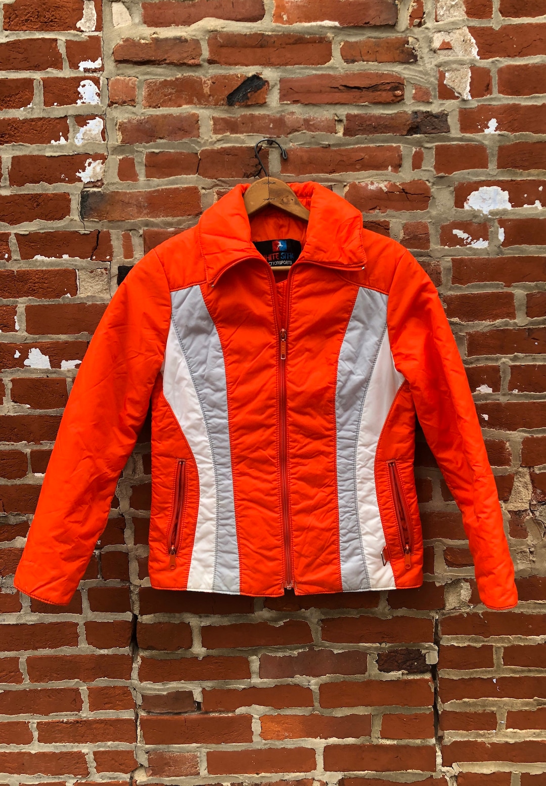 Vintage White Stag Bright Orange Ski Jacket Women's Small Orange Ski