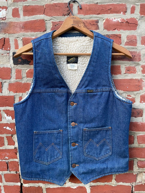 Vintage Sherpa Lined Denim Vest by Maverick Denim… - image 2