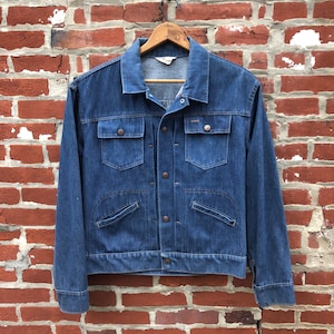 Vintage Women&#39;s Denim Jacket Indigo Super Denim Selvedge Pink Line Denim Jacket Medium