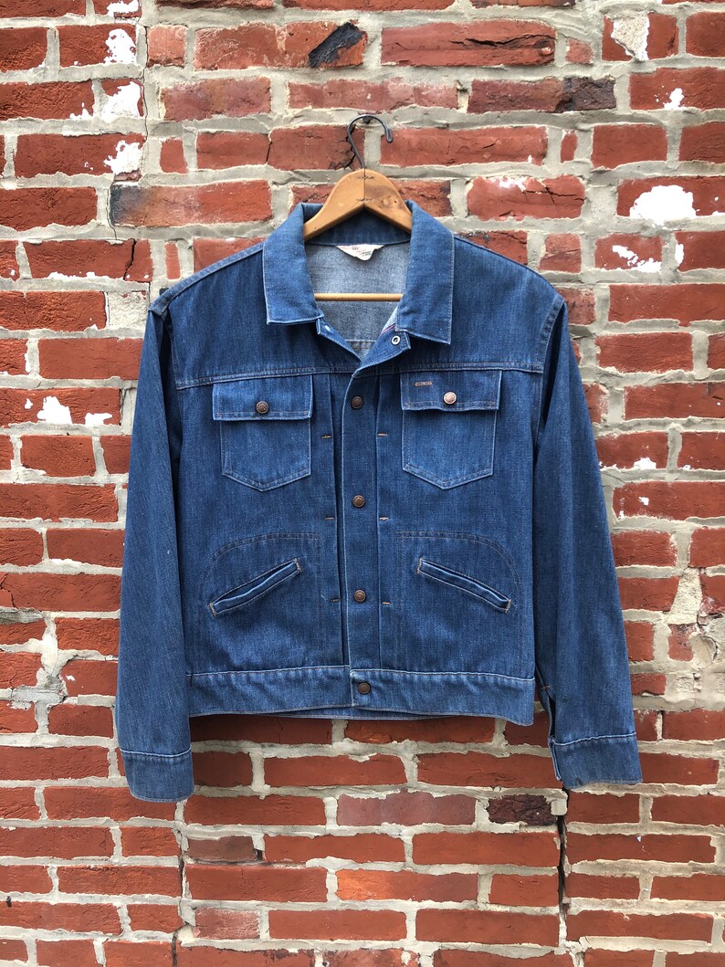 Vintage Women's Denim Jacket Indigo Super Denim Selvedge Pink Line Denim Jacket Medium image 1