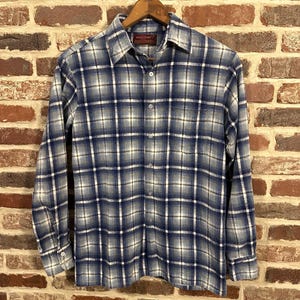 Vintage Kingsport Blue Flannel Shirt Unisex Flannel Shirt Size Medium