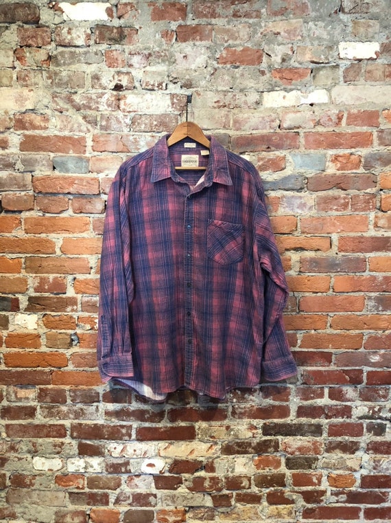 Vintage Pink and Purple Unisex Flannel Pink Flanne