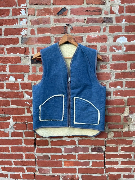 Vintage Denim Sherpa Lined Vest Super Soft Denim V