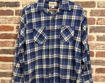 Vintage Trails End Flannel Blue Flannel Blues Size Large Unisex Flannel