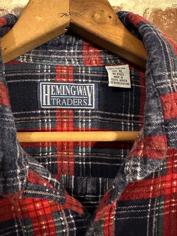 Vintage Hemingway Traders Flannel Shirt Red and N… - image 3
