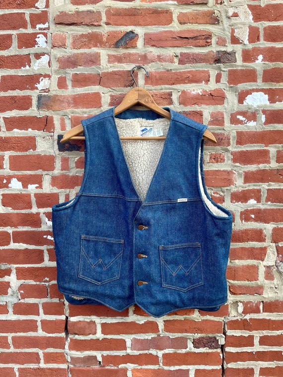 Vintage Wrangler No Faults Sherpa Lined Vest Dark