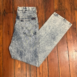 Vintage Cowden Light Wash Acid Washed Riding Jeans with Talon Zipper Size 34x32 Made in USA