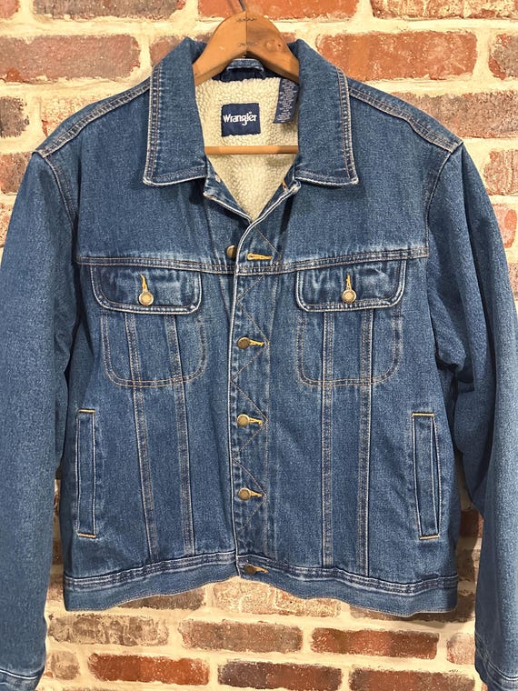 Vintage Wrangler Sherpa Lined Denim Jacket Size Large NWOT - Etsy