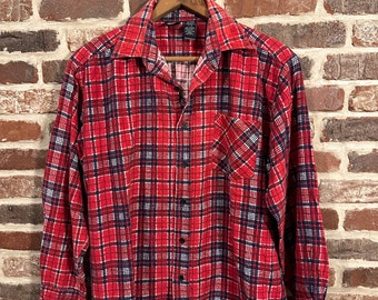 Vintage Saugatuck Flannel Shirt Red and Navy Blue Flannel