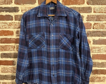 Vintage Sir William Blue Flannel Shirt Unisex Flannel Shirt XL