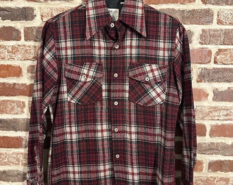 Vintage Ohrbachs Wool Flannel Shirt Red and Gray Medium
