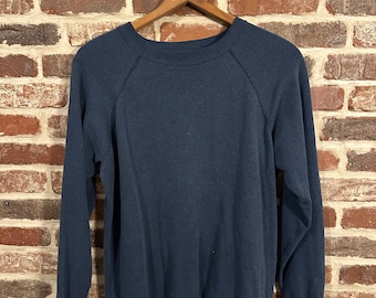 Vintage Navy Blue Crewneck Sweatshirt by Hanes Unisex Sweatshirt Size Large