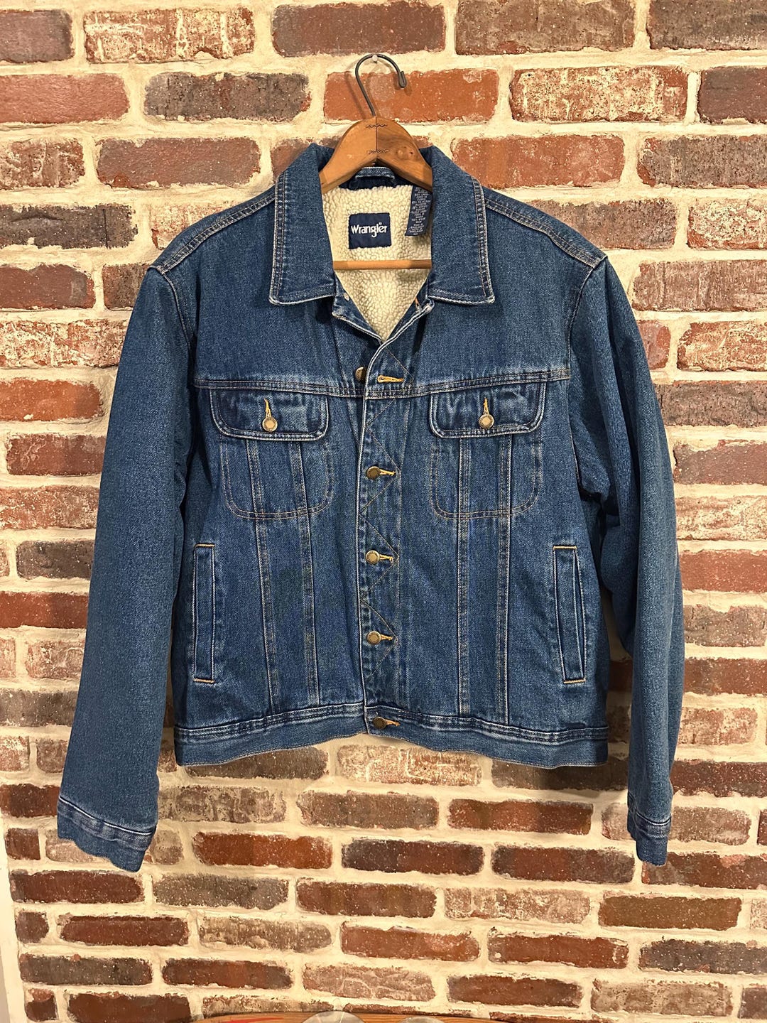 Vintage Wrangler Sherpa Lined Denim Jacket Size Large NWOT - Etsy