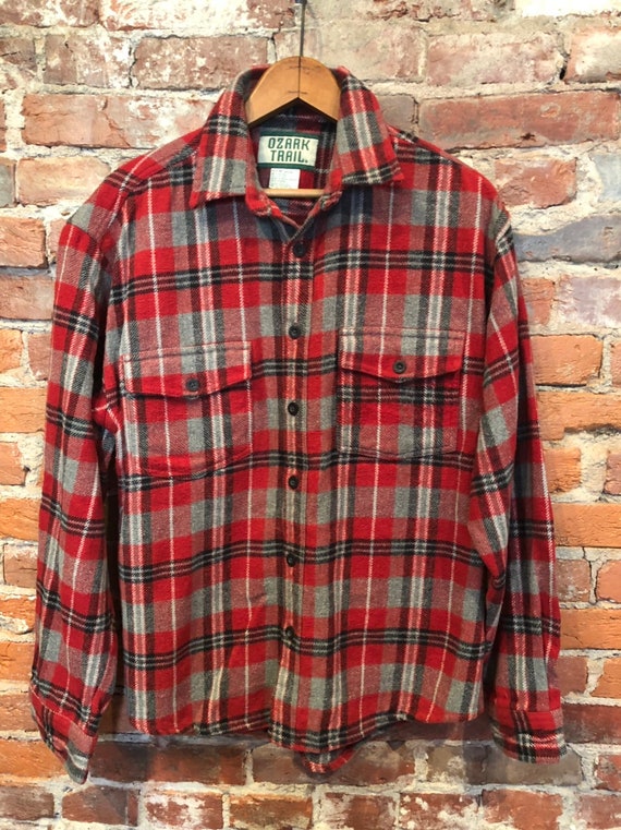 Vintage Ozark Trail Heavyweight Flannel Red and G… - image 2