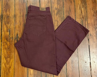 Vintage Lee Women’s Jeans Size 12 Medium Great Maroon/Burgundy Color