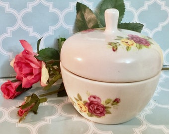 Porseleinen rozenboeket Trinket Keepsake Box ijdelheid decor sieraden ring schat container vintage dressoir schotel deksel geel roze bloem rozen