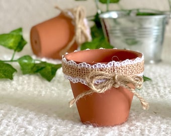 Maceta pequeña de cerámica para flores, decoración de estilo rústico, estante en miniatura para fiestas al aire libre, centro de mesa para baby shower, cabaña de campo, cubo de metal galvanizado