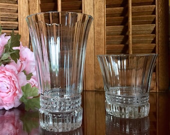 Crystal Tumbler Set Drinking Glasses Flared Tall Short Faceted Diamond Cut Base Bar Drinkware Mixed Cocktail Party Vase Beverage Serving