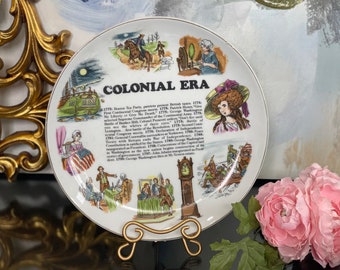 Colonial Era Plate American Revolution History US Timeline Declaration of Independence Display 1975 Collector Wall Hanging Dish Ceramic Art