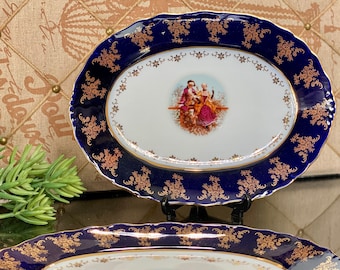 Viktorianische Dinner Platte Serviertablett Porzellan Teller Paar Portrait Sevres Neoklassische Kunst Vintage Hochzeitsgeschenk Brautparty Renaissance