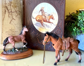 Figura de caballo, semental, estatua de vaquero, mustang occidental, juguete cabezón para niños, centro de mesa ecuestre, decoración de estantes, poni, animal salvaje