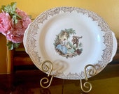 Limoges Oval Platter Serving Dish Victorian Couple Portrait Sevres Neoclassical Art Ceramic Tray Vintage Wedding Gift Bridal Renaissance