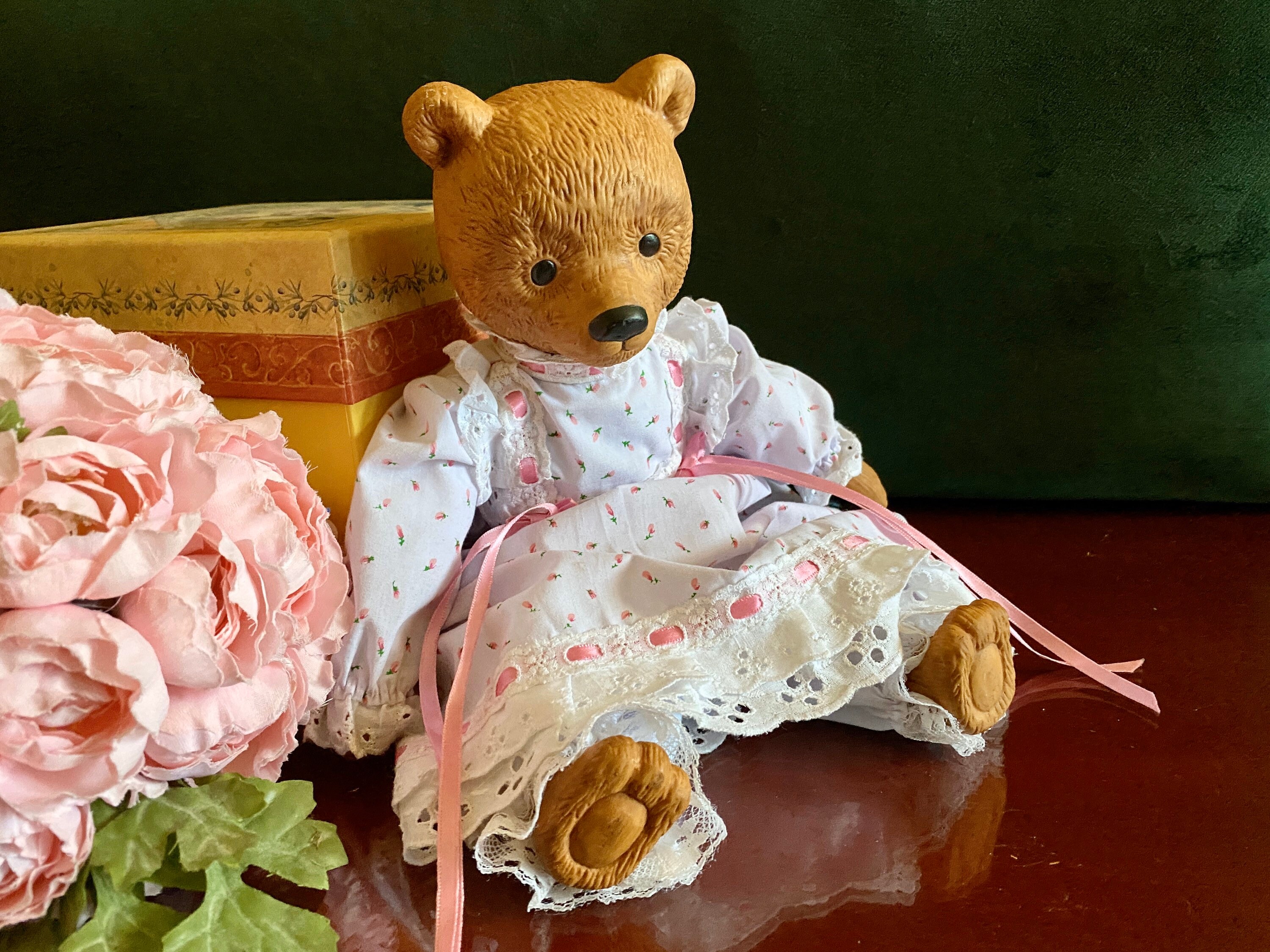 Musical Toy Teddy Bear Tillie 1983 Ceramic Plush Animal Doll