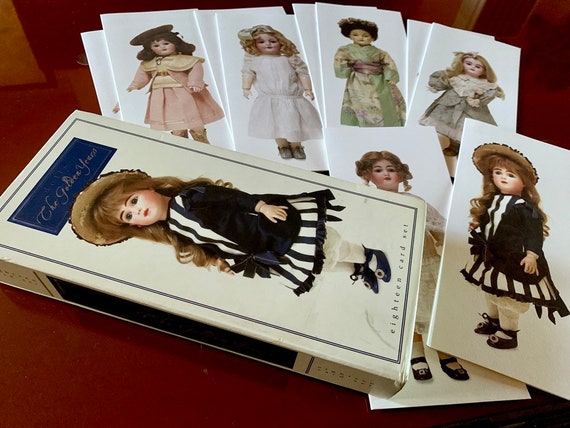 Greeting Card Doll Collection European Fashion French Old German Costume Victorian Toy Illustration Lovers Christmas Gift Message Note Box