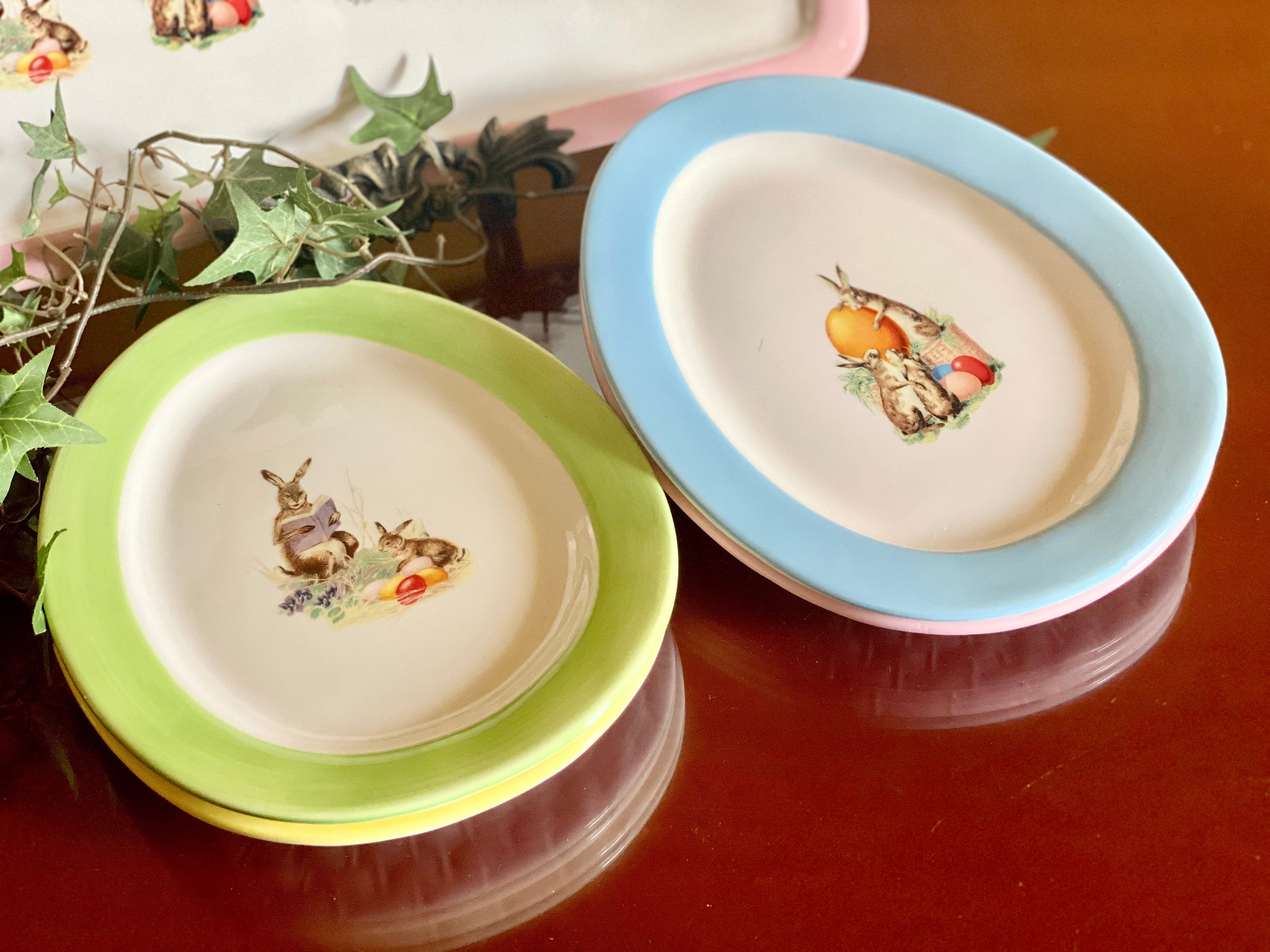 Set 6 Piatti Pasquali In Ceramica Con Coniglietto - Ideali Per Insalate E Dessert - Foto 14