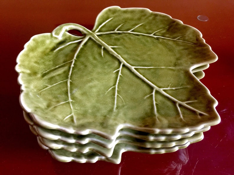 Autumn Leaf Appetizer Plates Pottery Majolica Set Harvest Etsy