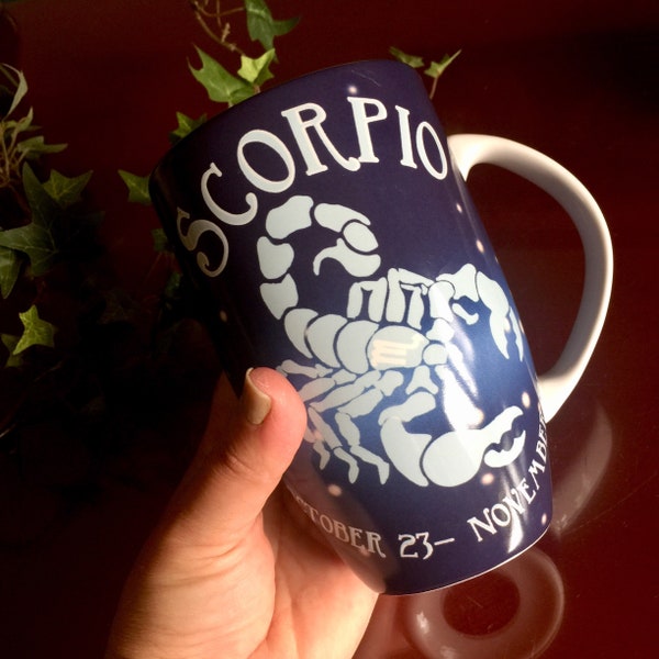 Scorpio Zodiac Coffee Mug Large Tea Cup Blue Astrology Horoscope Gift October Birth Sign November Constellation Universe Cosmos Personality